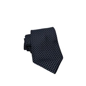 Tommy Hilfiger Mens Silk Tie Navy Blue Geometric Micro Dot Woven Made in USA